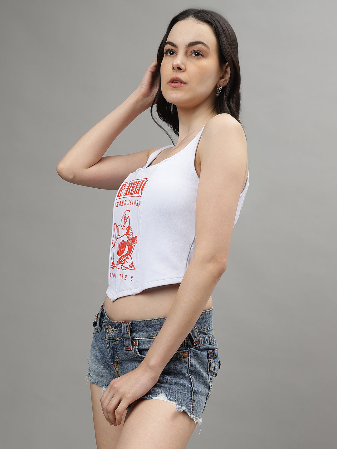 True Religion Women Printed Scoop Neck Sleeveless Tank Top