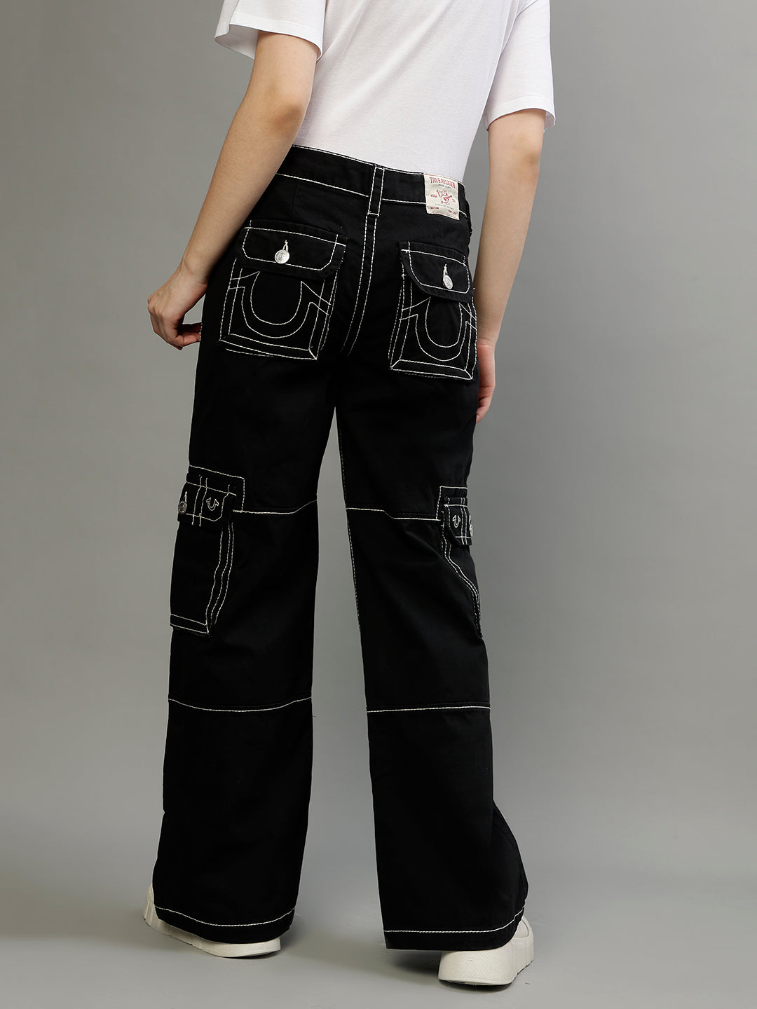 True Religion Women Solid Oversized Jeans