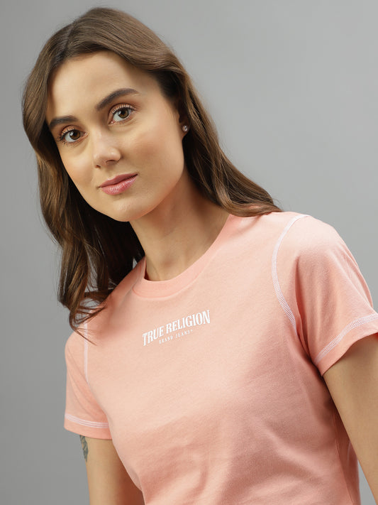 True Religion Pink Fashion Logo Slim Fit T-Shirt