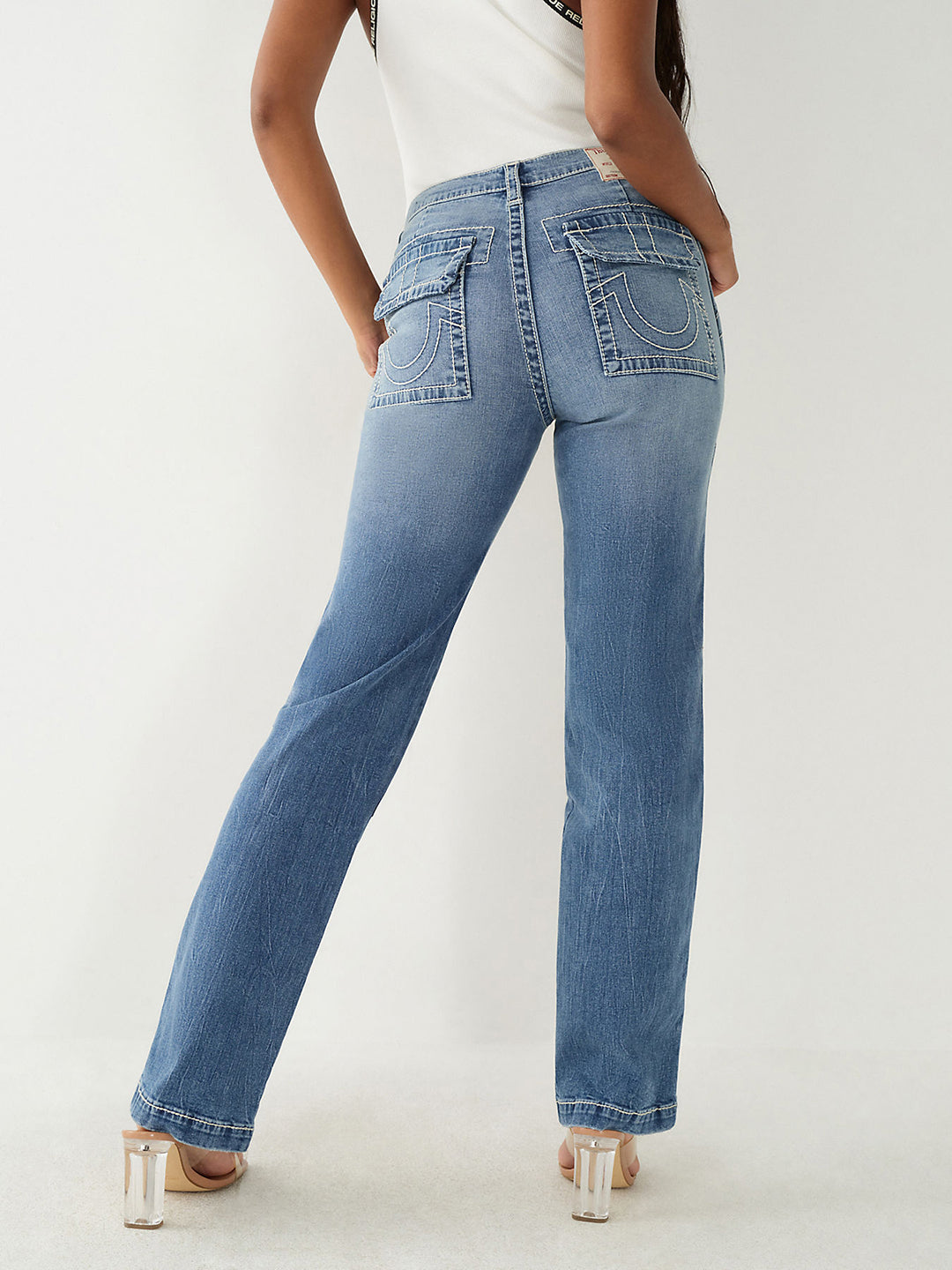 True Religion Women Faded Straight Fit Jeans