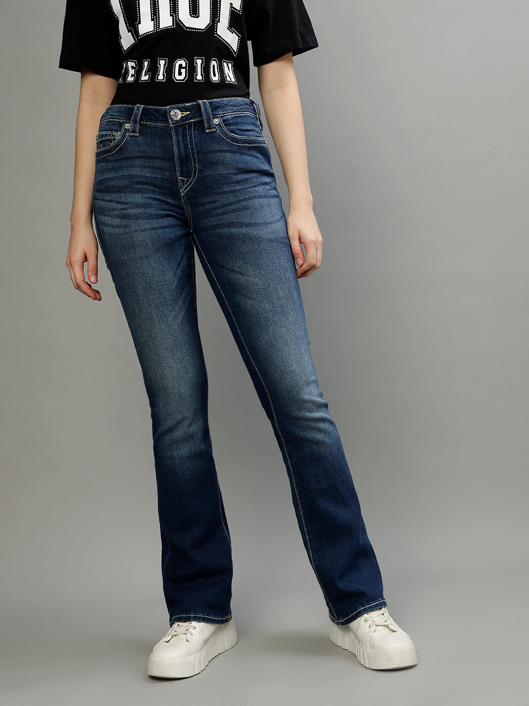 True Religion Women Solid Bootcut Jeans