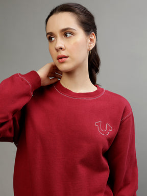 True Religion Women Printed Round Neck Full Sleeves Sweatshirt