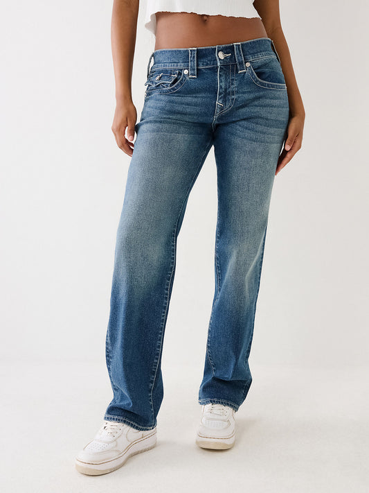 True Religion Women Blue Mid-Rise Straight Fit Jeans
