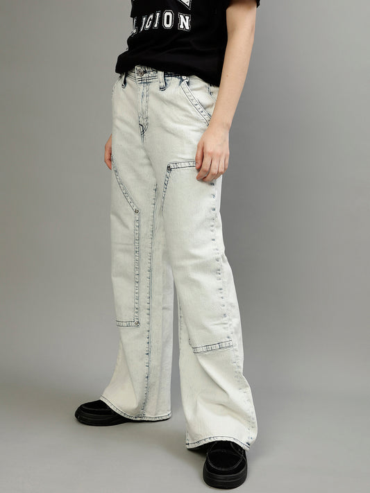 True Religion Women Solid Flared Jeans