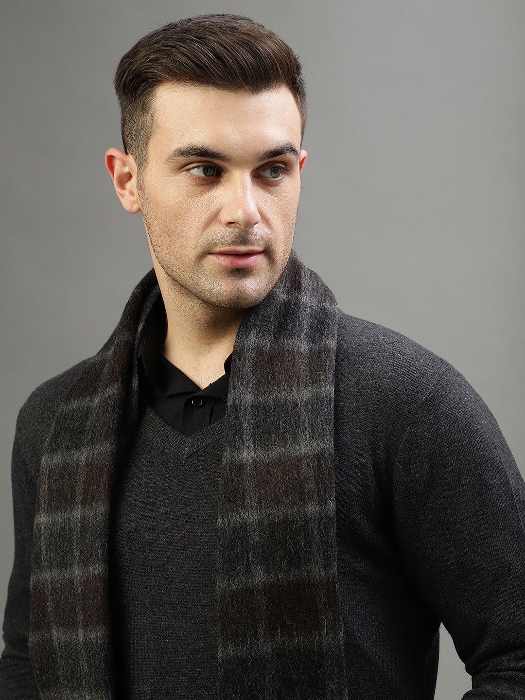 Bruun & Stengade Men Grey Checked Muffler