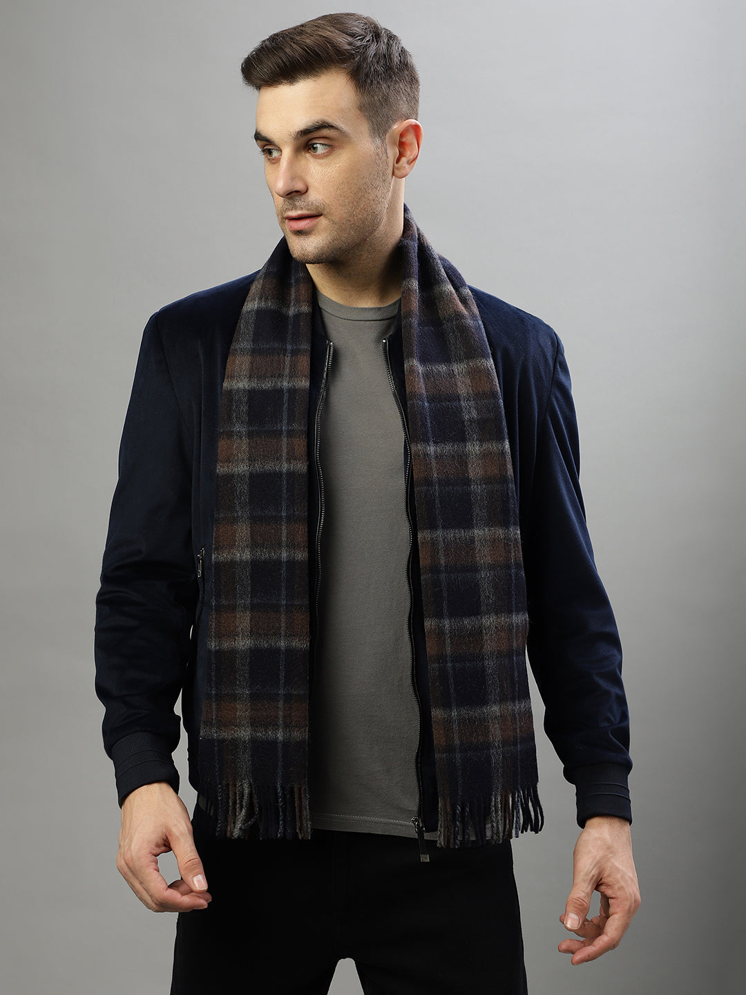 Bruun & Stengade Men Blue Checked Muffler