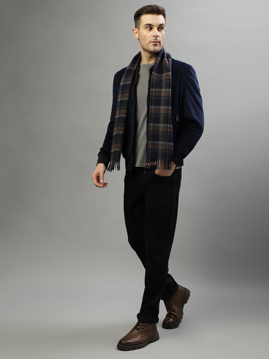 Bruun & Stengade Men Blue Checked Muffler