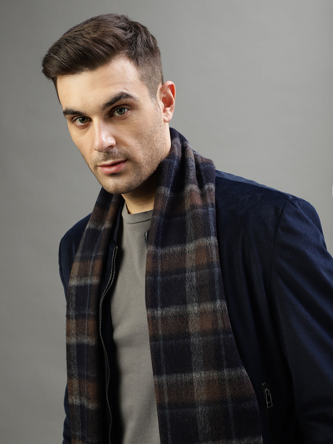 Bruun & Stengade Men Blue Checked Muffler