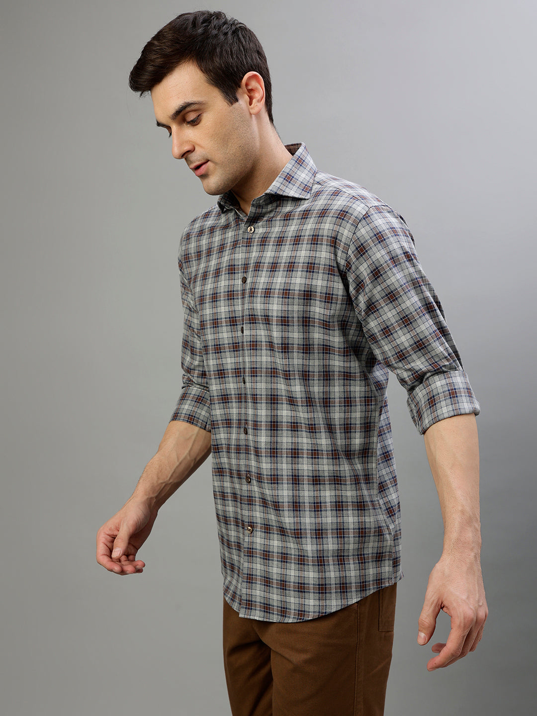Bruun & Stengade Brown Fashion Checked Regular Fit Shirt