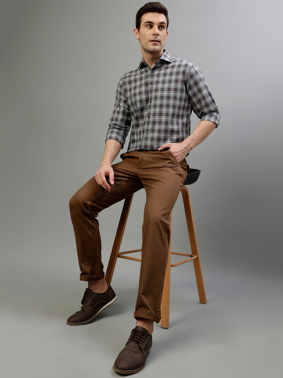 Bruun & Stengade Brown Fashion Checked Regular Fit Shirt