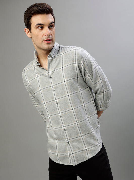 Bruun & Stengade Grey Fashion Checked Regular Fit Shirt