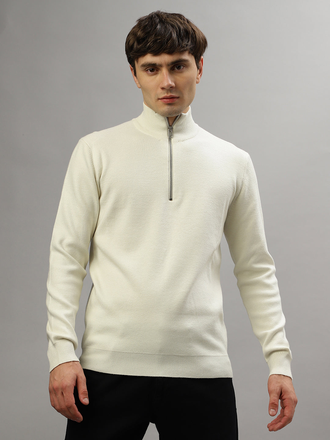 Lindbergh Men Solid Full Sleeves High Neck Sweater