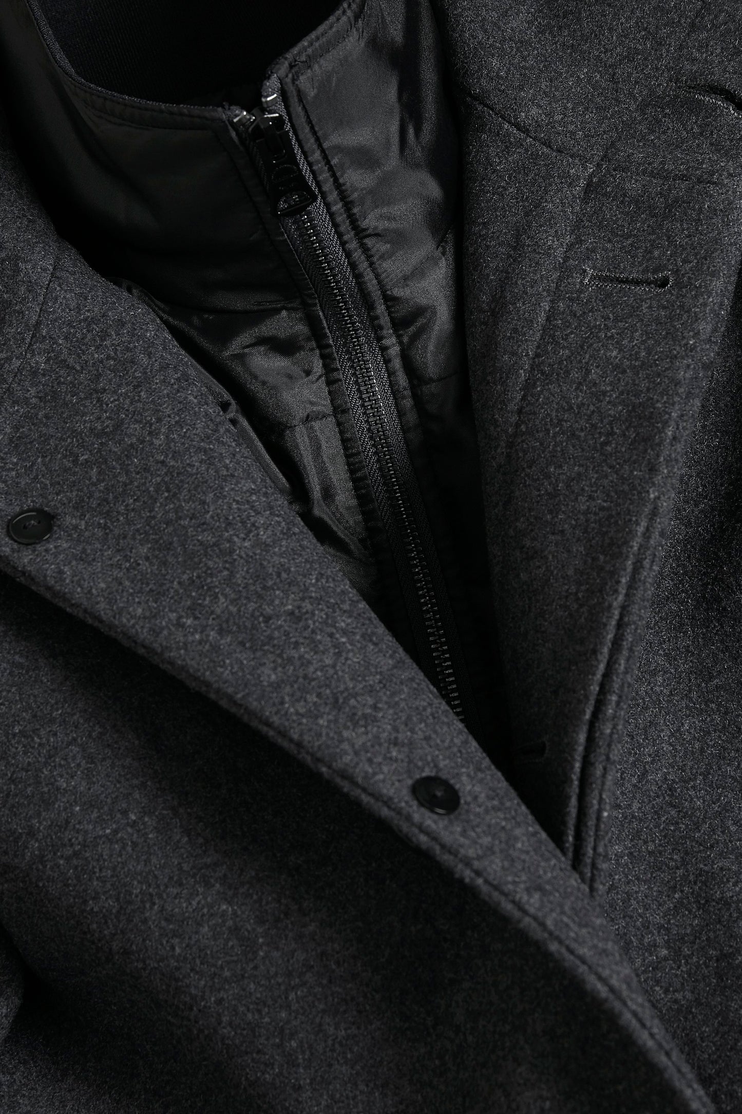 Matinique Men Grey Solid Stand Collar Long Sleeves Overcoat