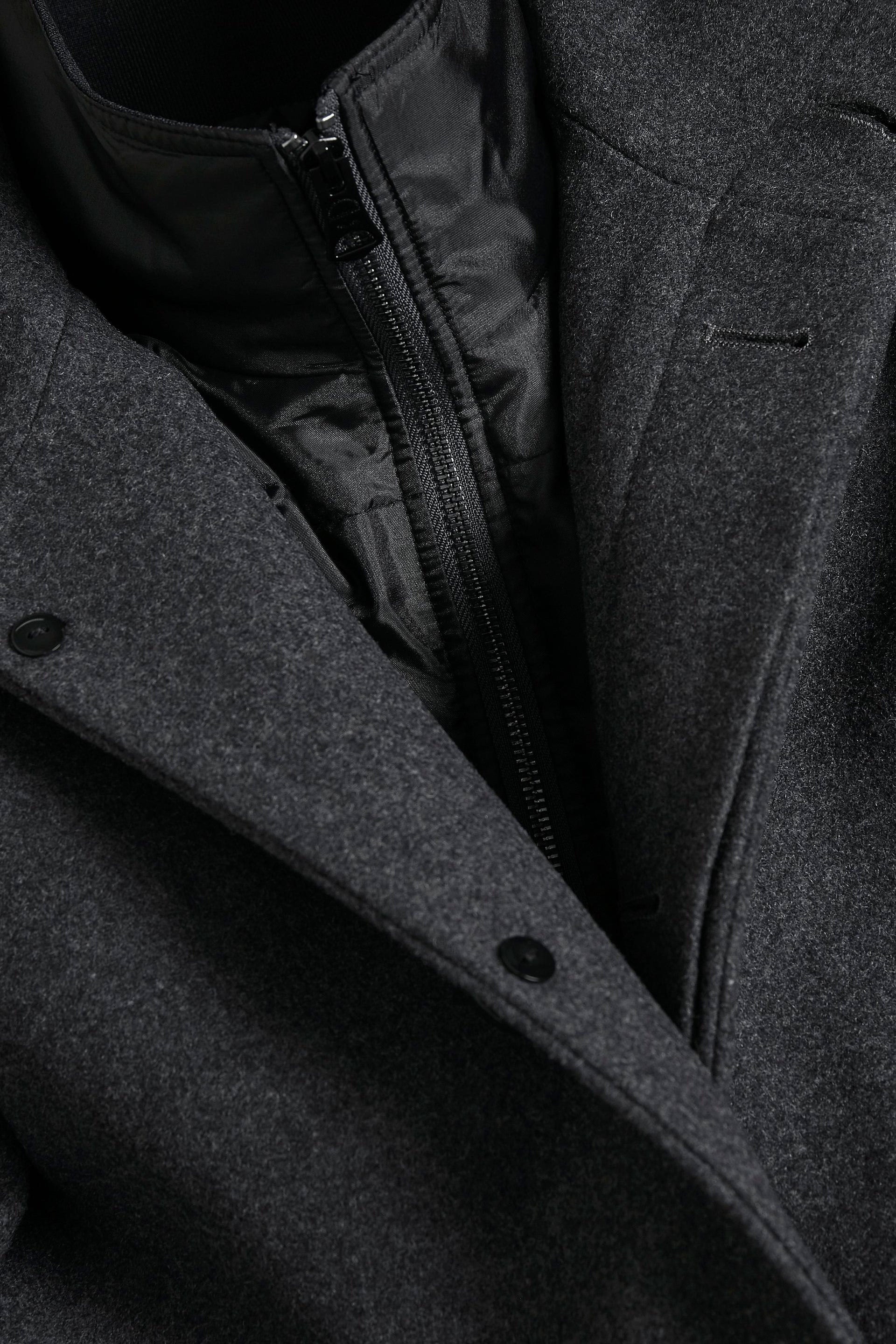 Matinique Men Grey Solid Stand Collar Long Sleeves Overcoat