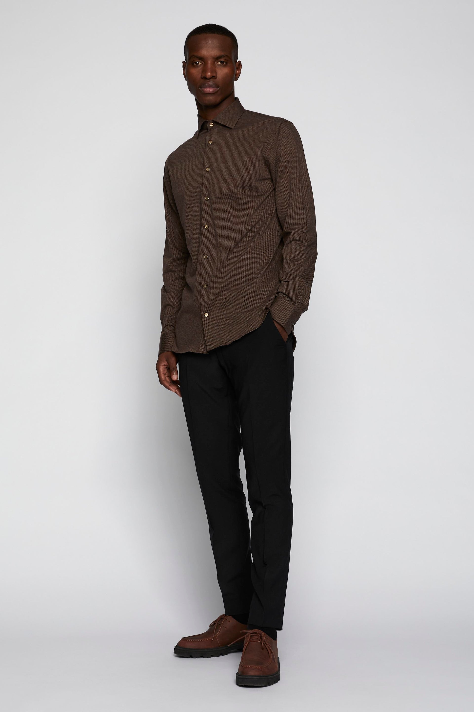 Matinique Brown Regular Fit Placket Shirt