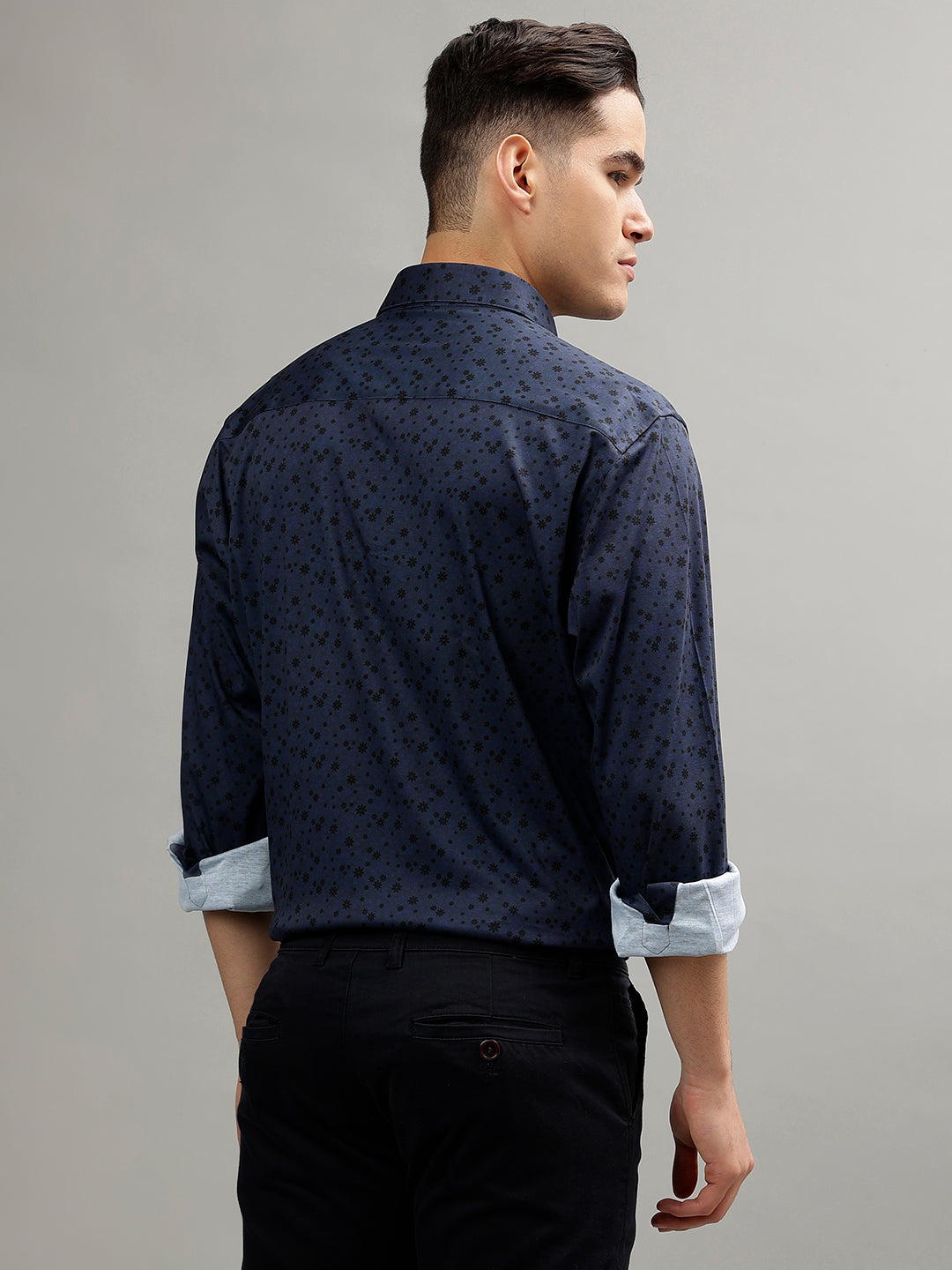 Matinique Navy Blue Fashion Printed Regular Fit Shirt