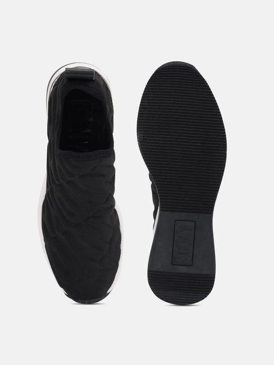 Dkny Women Black Solid Round Toe Slip-On Sneakers