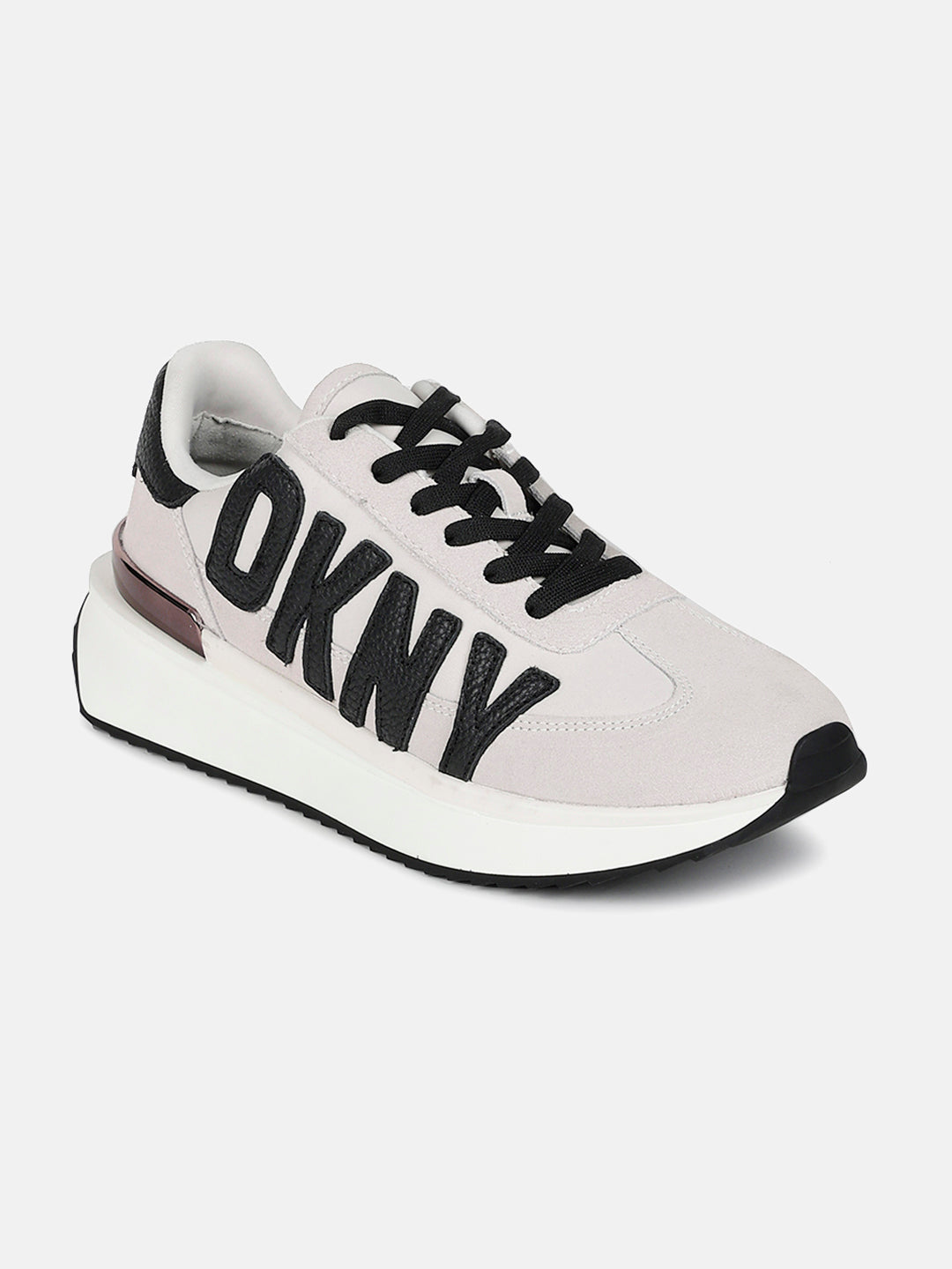Dkny Women Grey Solid Round Toe Lace-Ups Sneakers