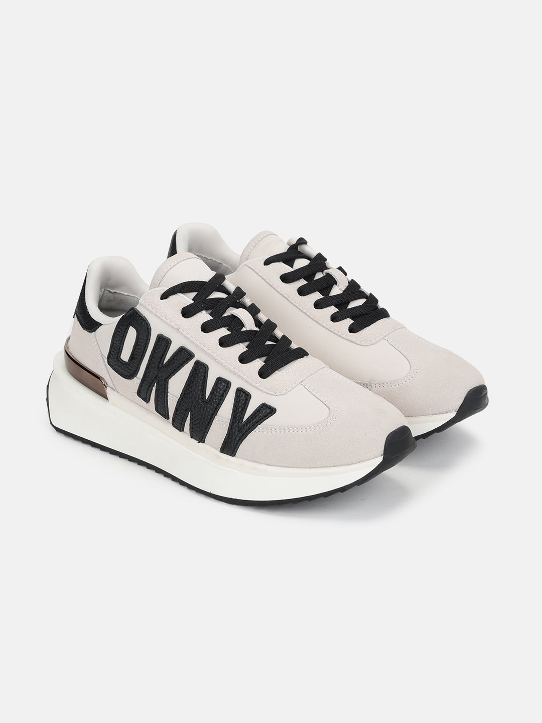 Dkny Women Grey Solid Round Toe Lace-Ups Sneakers