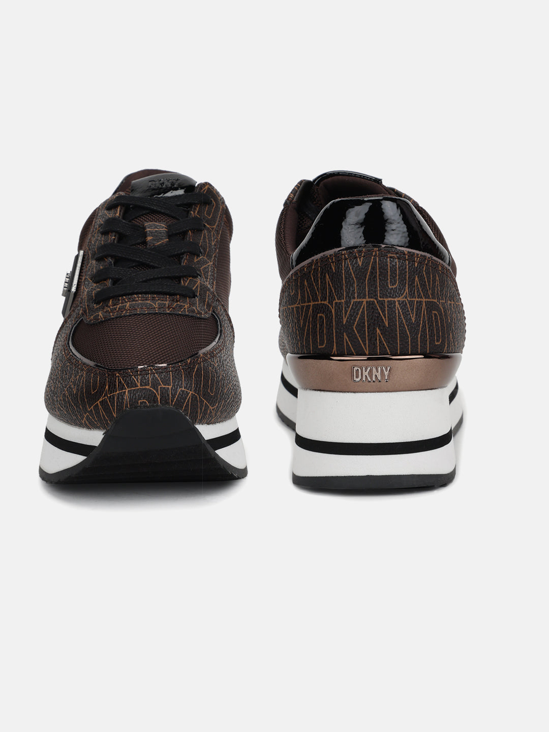 Dkny Women Brown Printed Round Toe Lace-Ups Sneakers
