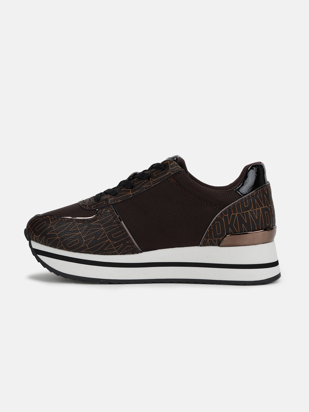 Dkny Women Brown Printed Round Toe Lace-Ups Sneakers