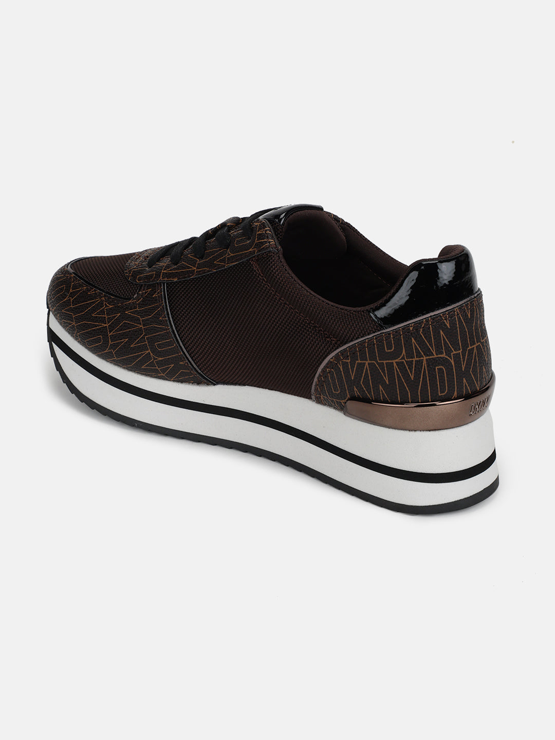 Dkny Women Brown Printed Round Toe Lace-Ups Sneakers