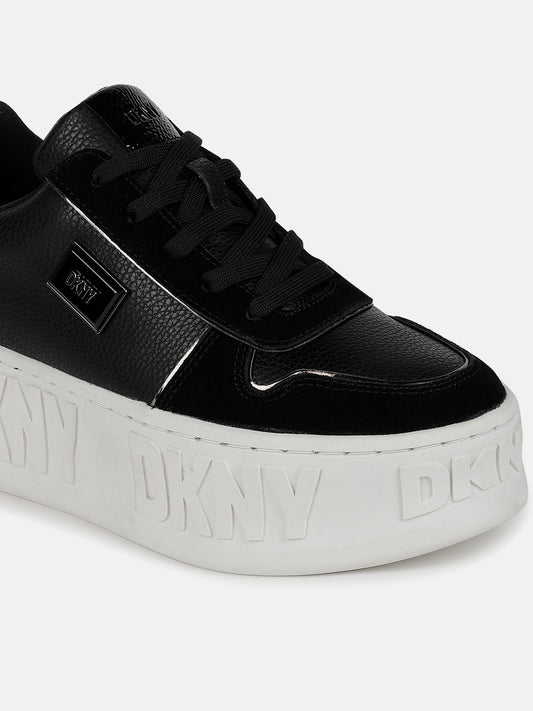 Dkny Women Black Solid Round Toe Lace-Ups Sneakers