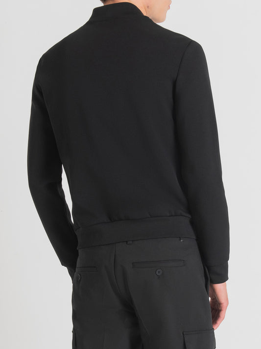 Antony Morato Men Solid Stand Collar Full Sleeves Sweatshirt
