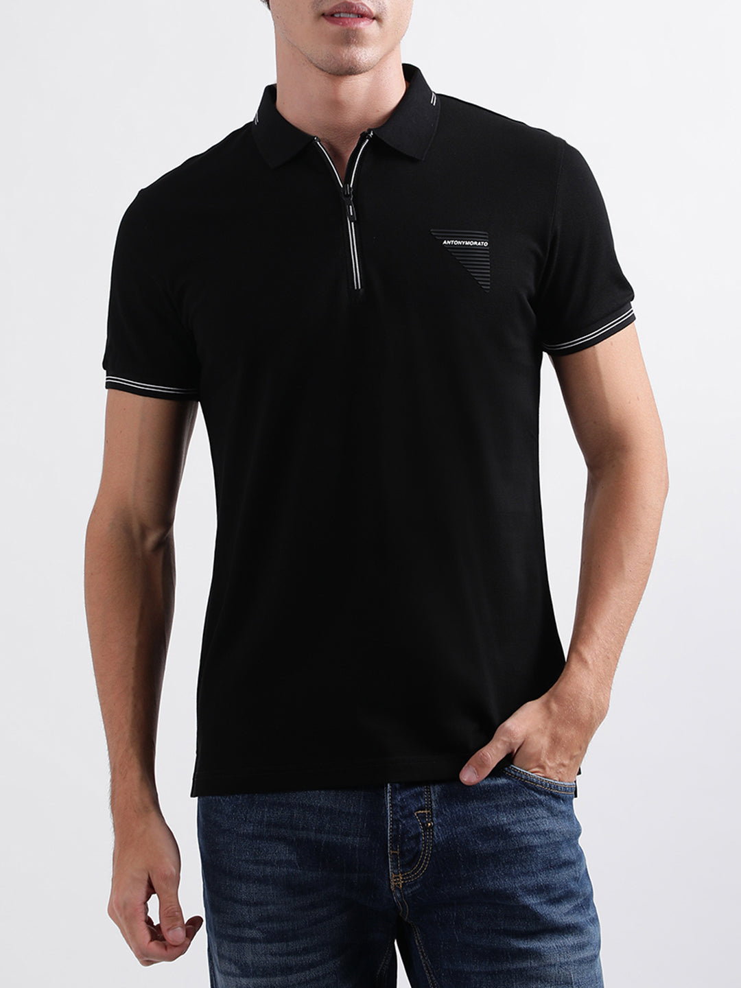 Antony Morato Black Slim Fit Polo T-Shirt