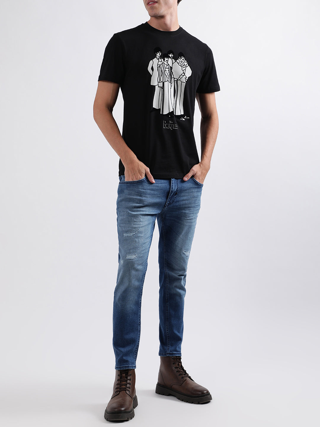 Antony Morato Black Printed Regular Fit T-Shirt