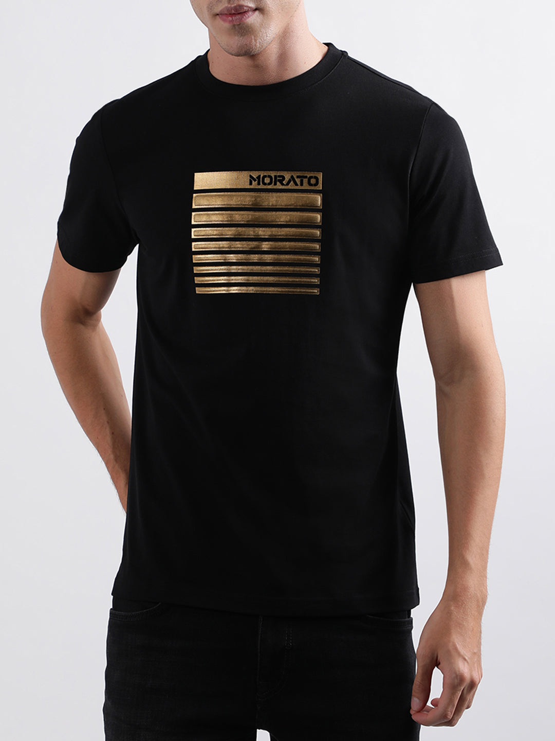 Antony Morato Men Black Printed Round Neck T-shirt