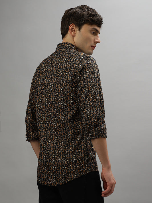Antony Morato Brown Fashion Printed Slim Fit Shirt