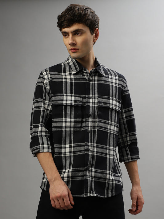 Antony Morato Blue Fashion Checked Regular Fit Shirt