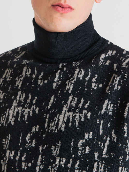 Antony Morato Men Printed Turtle Neck Full Sleeves Sweater