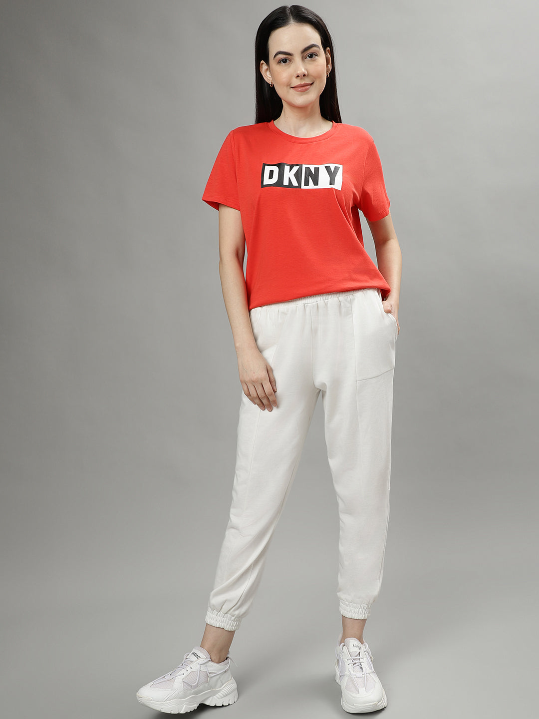 Dkny Red Fashion Logo Regular Fit Top