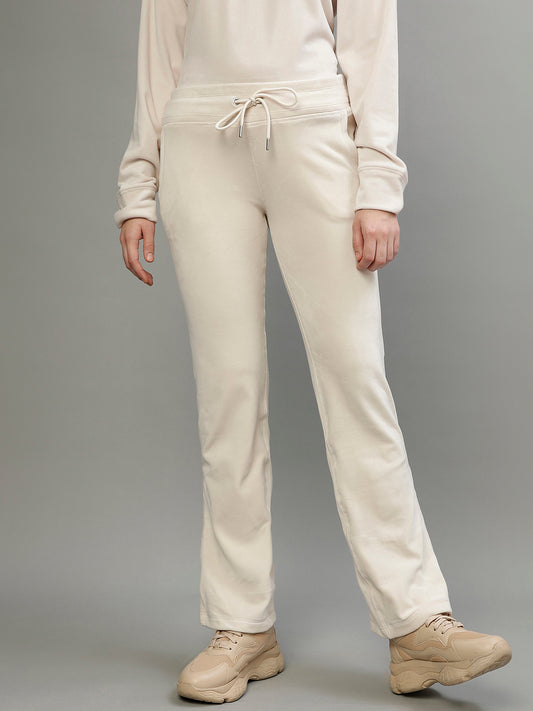 Dkny Women Cream Solid Loose Fit Sweatpants