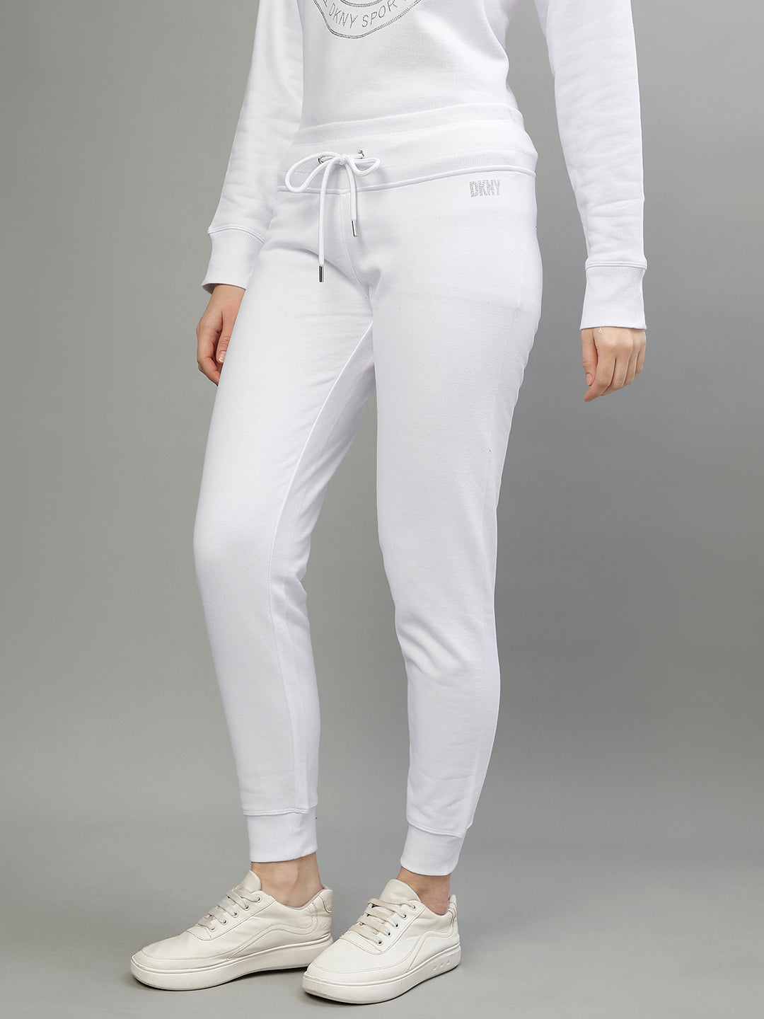 Dkny Women White Solid Regular Fit Trackpants