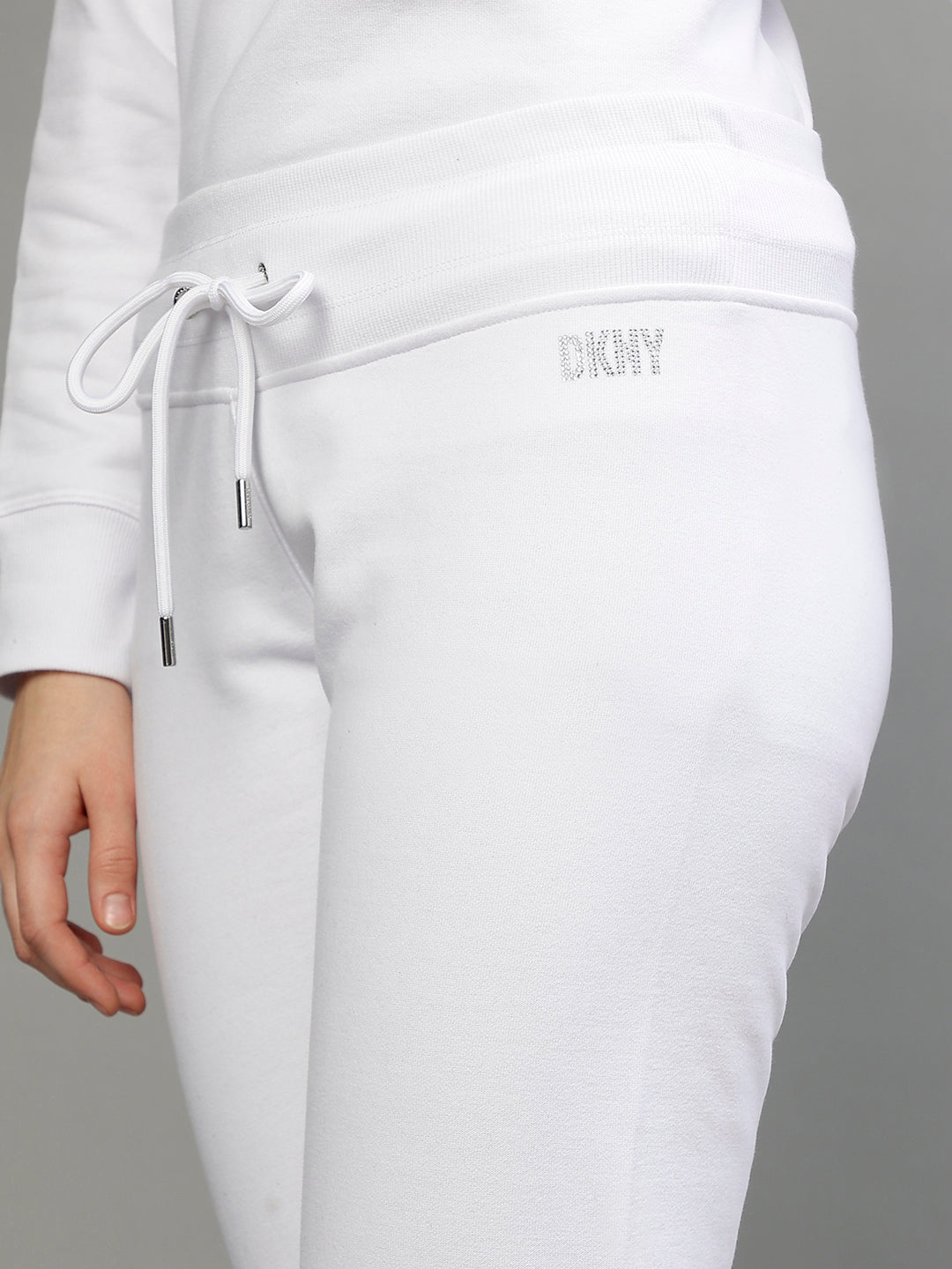 Dkny Women White Solid Regular Fit Trackpants