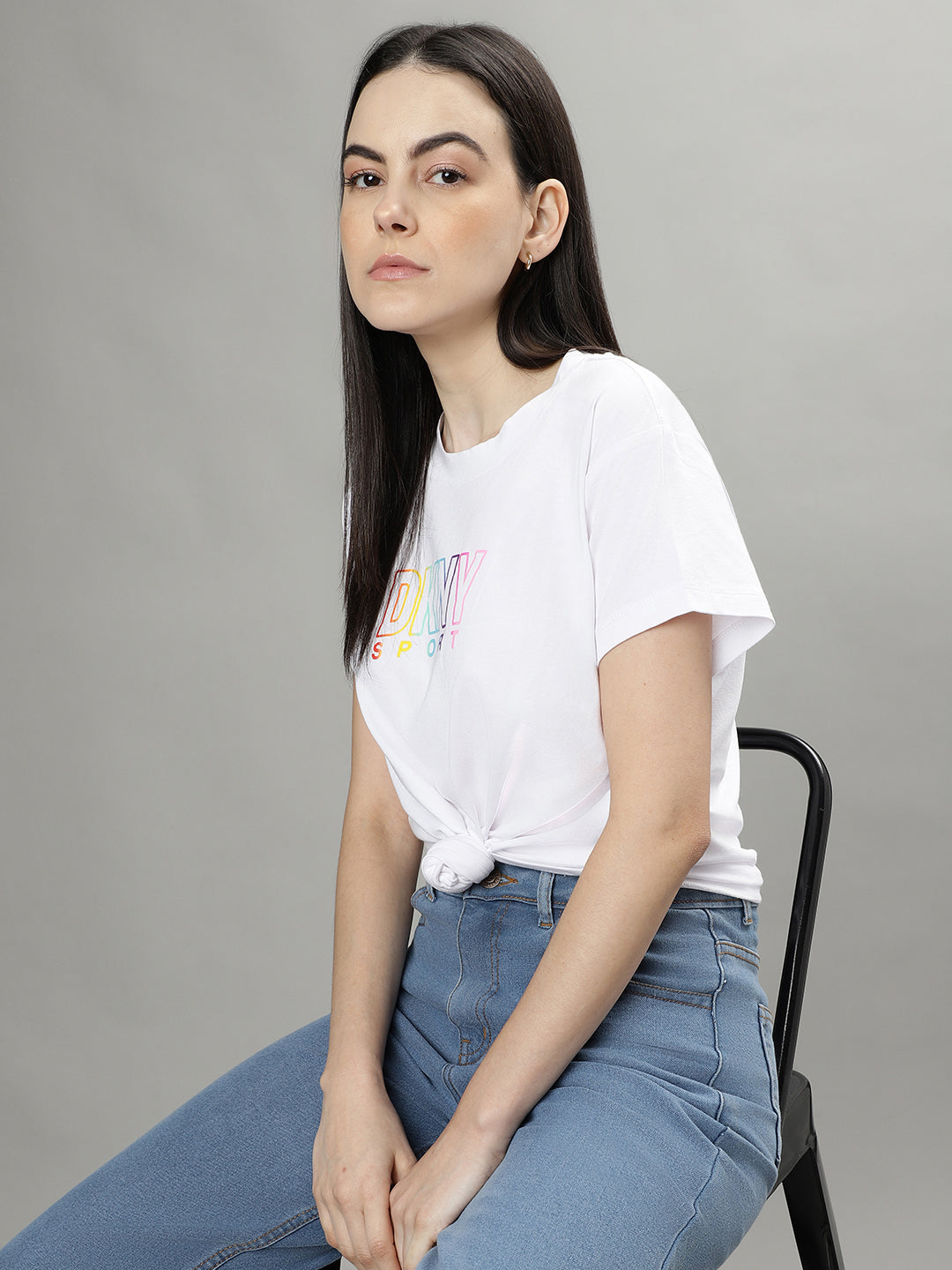 Dkny White Fashion Logo Regular Fit Top