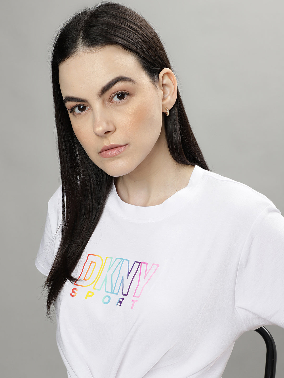 Dkny White Fashion Logo Regular Fit Top