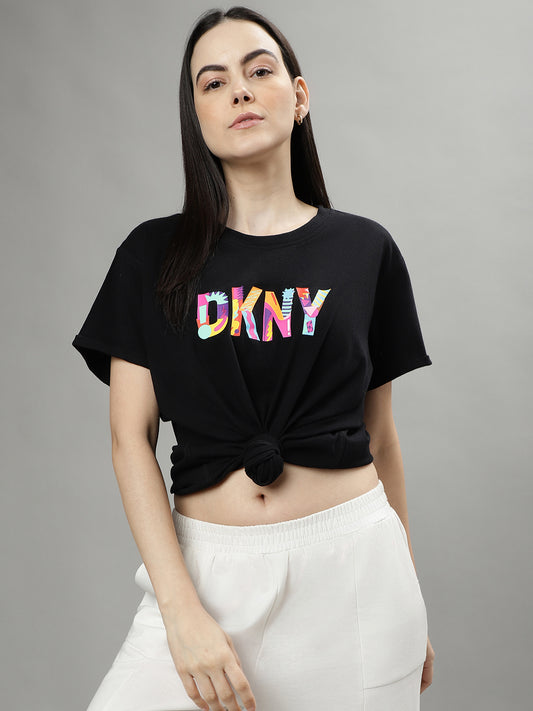 Dkny Black Fashion Logo Regular Fit Top