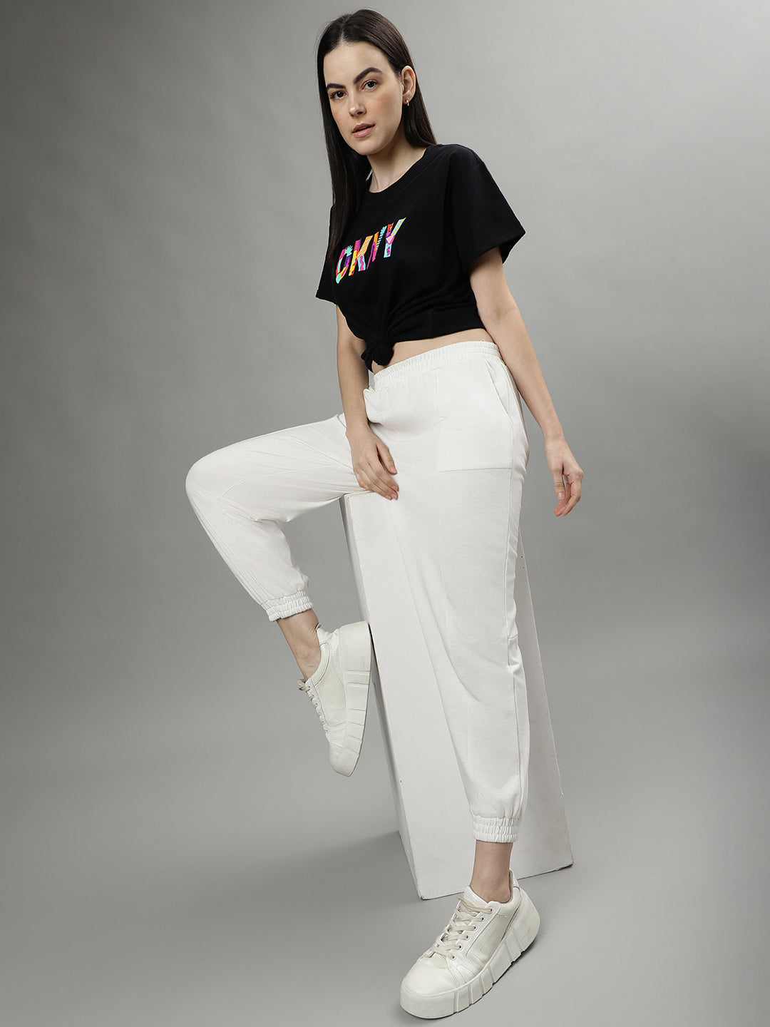 Dkny Black Fashion Logo Regular Fit Top