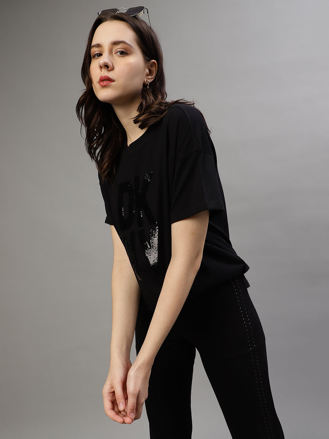 Dkny Black Fashion Printed Regular Fit T-Shirt