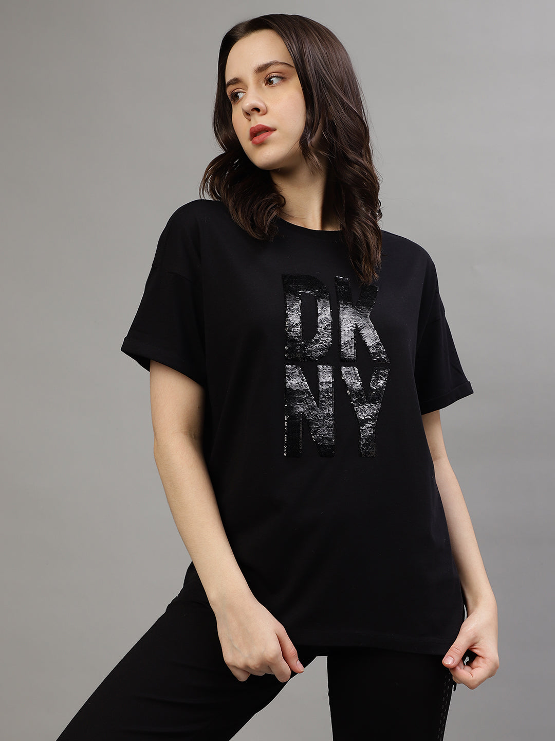 Dkny Black Fashion Printed Regular Fit T-Shirt