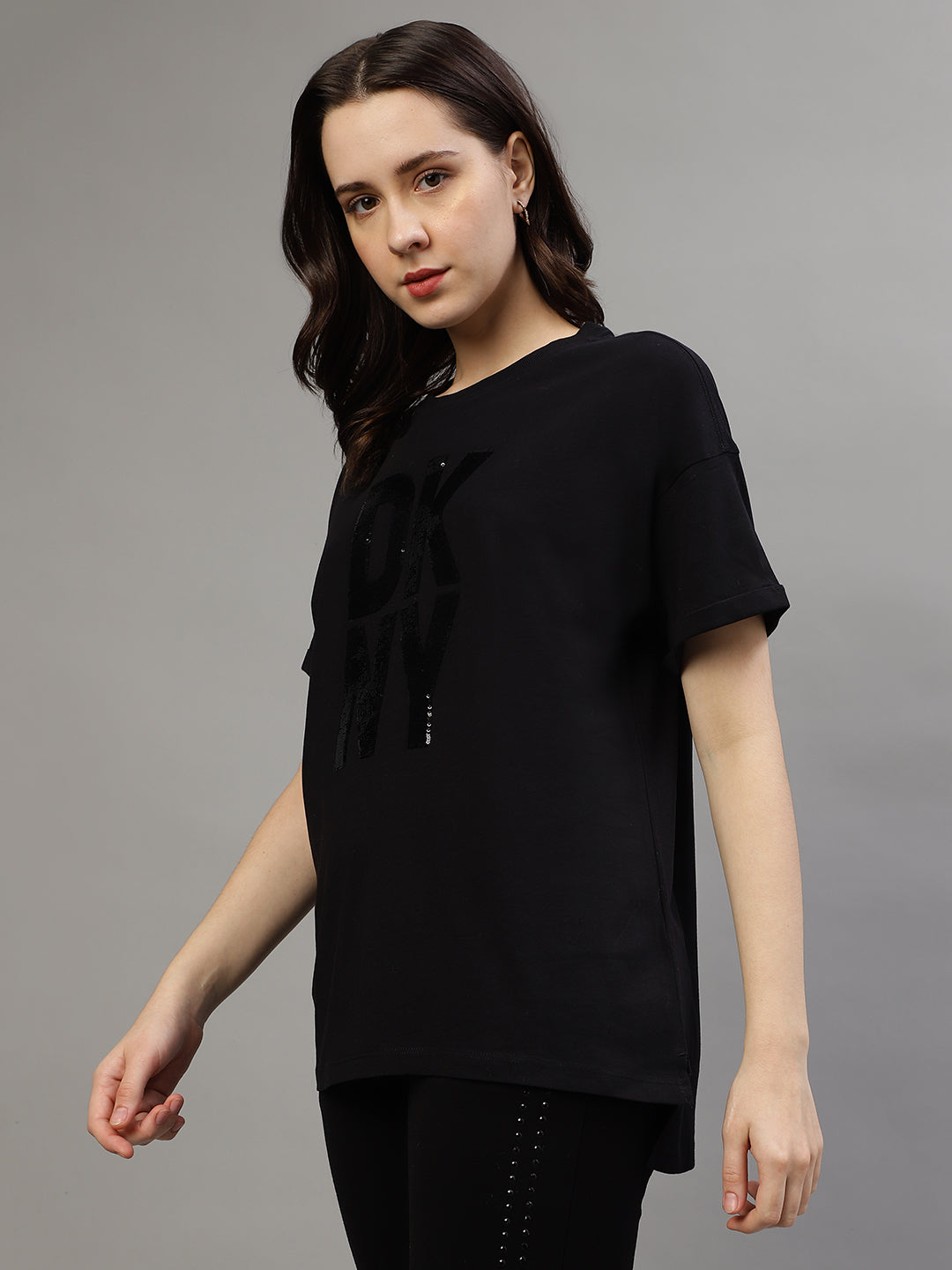 Dkny Black Fashion Printed Regular Fit T-Shirt