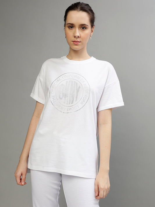 Dkny White Fashion Printed Regular Fit T-Shirt