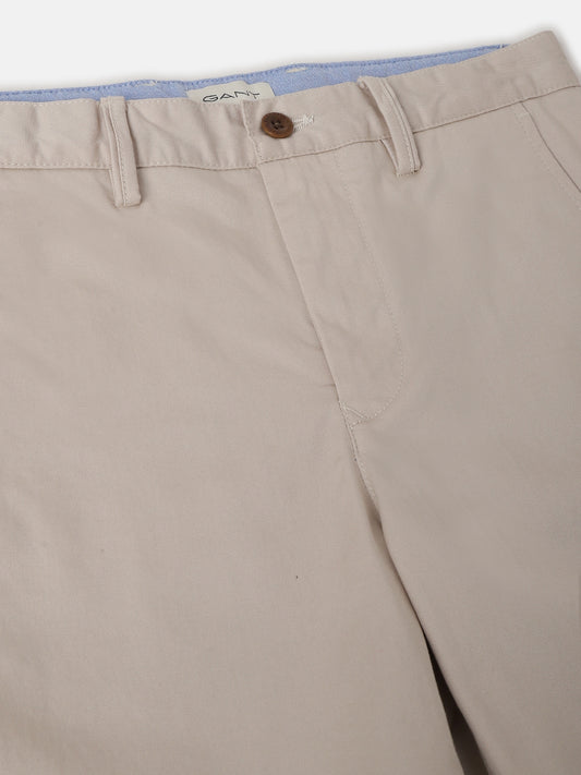 Gant Boys Beige Solid Mid-rise Regular Fit Chino Shorts