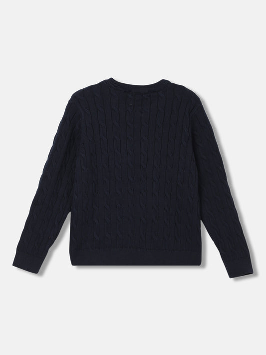Gant Boys Self-Design Full Sleeves Round Neck Sweater