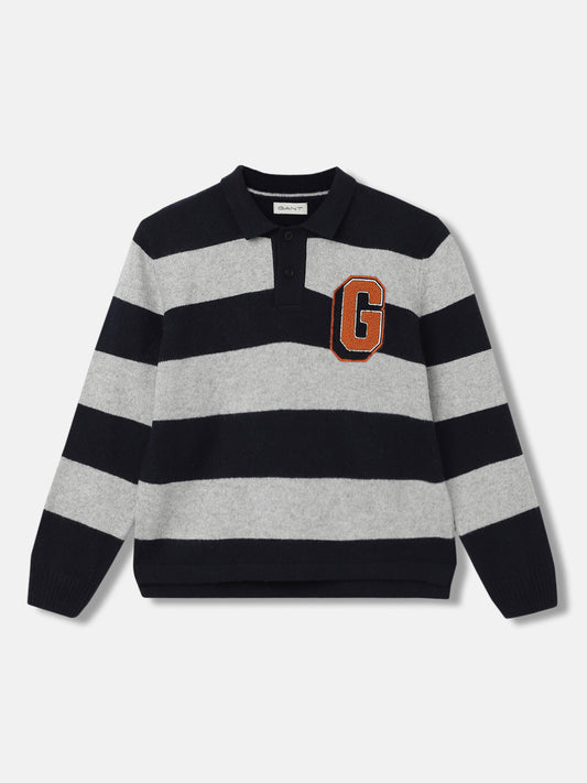 Gant Boys Striped Full Sleeves Spread Collar Sweater