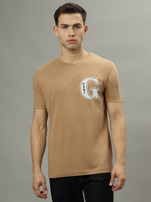 Gant Khaki Fashion Logo Regular Fit T-Shirt